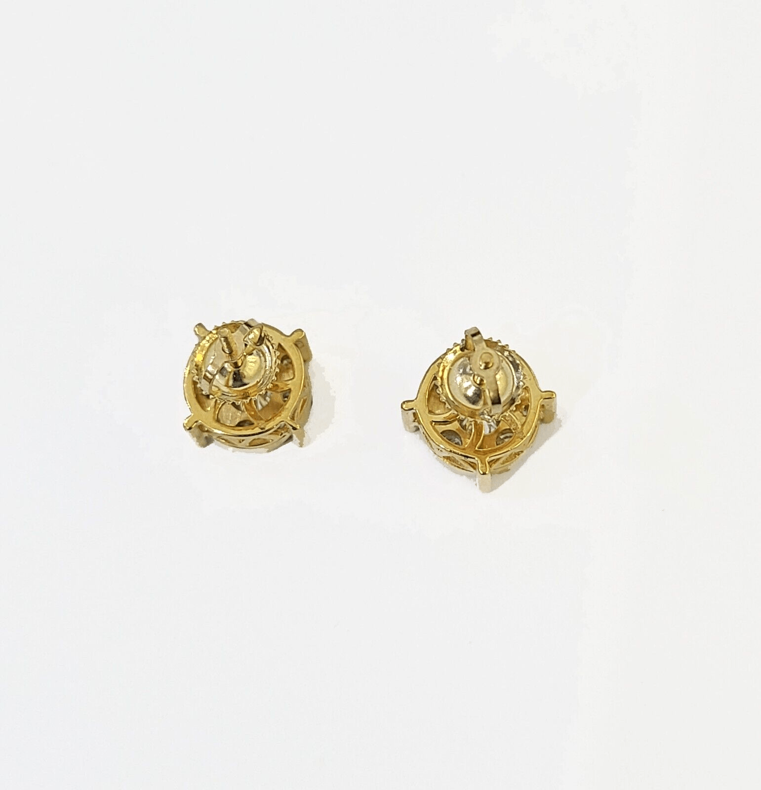 10k Yellow gold Earring with Real 0.99CT diamond screw - bag ,Women studs - GoldenlinQ